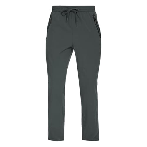 MOURCE Quick-Dry Men's Athletic Joggers - Lightweight Travel Pants with Drawstring, Dark Grey S - Image 1