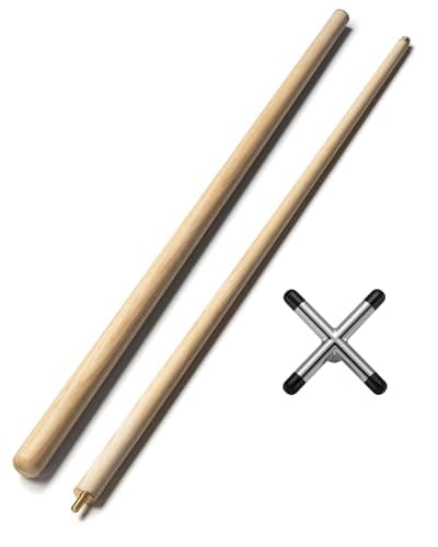 LOCKCUE 57" 2 Piece Pool Cue Stick, Maple Wood with Chrome-Plated Zinc Alloy Screw-on Cross Bridge Head - Image 1