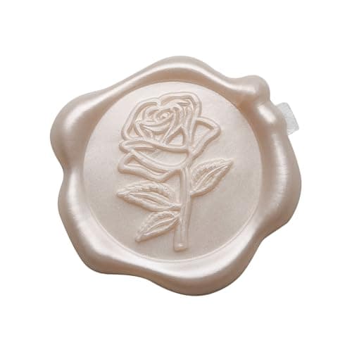 Pilloze Wax Seal Stickers - 3D Champagne Rose Wedding Invitation Envelope Botanical Seal Stickers, 50 Pcs Self- Adhesive Stickers, Perfect for Wedding Invitation, Christmas, Gift Wrapping, Baby Shower