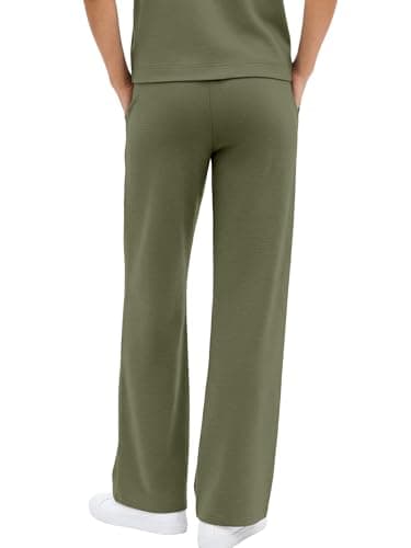 Casly Lamiit Womens 2 Piece Sets 2026 Summer Casual Travel Outfits V Neck Cap Sleeve Top Wide Leg Pants Beach Vacation Airport Clothes Army Green L - Thumbnail 3