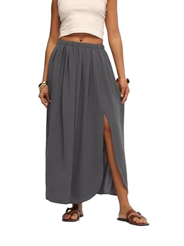 HiMONE High Waisted Maxi Skirt Flowy A Line Silhouette Lightweight Fabric for Beach Holiday Casual Weekend - Image 1