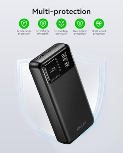 Kuulaa 20000mAh Portable Charger Power Bank PD 20W Fast Charging Battery Pack Charger Portable with USB C/USB A Outputs for iPhone 17/16/15/14/13/12 Pro Samsung Google LG iPad AirPods, Black - Thumbnail 6
