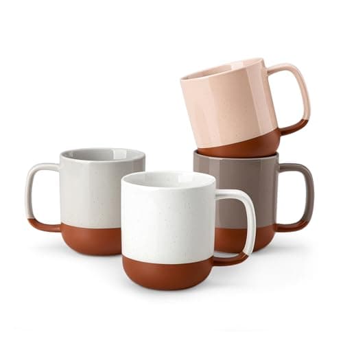 MALACASA Ceramic Coffee Mugs Set of 4, 11oz Coffee Cups, Modern Farmhouse Mugs for Coffee, Latte, Tea, Hot Chocolate, Cappuccino, Milk, Microwave & Dishwasher Safe, Multicolor, Series TARA - Image 1