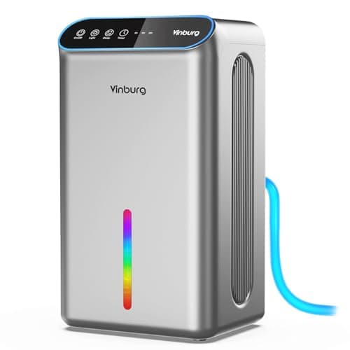 Dehumidifier for Home 1000 sq.ft - Small Quiet Dehumidifier with Auto Shut Off, Aromatherapy, 3 Gear Timer, Sleep Mode, 7-Color LED Light, Drain Hose for Bedroom, Bathroom, Basement, RV(Matte Silver)