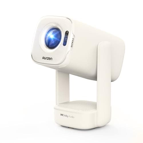 Aurzen D1 air Smart Projector with WiFi and Bluetooth, Built-in APPS, Native 1080P HDR10, 4K Supported, USB-C Powered, Auto Focus/Keystone, DoIby Audio, Portable Outdoor Movie Projector, Off-White