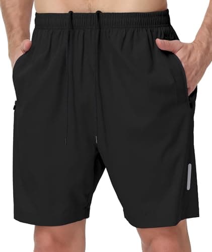 UUMIAER Mens Athletic Gym Shorts 7" Utra-Light Quick Dry Running Workout Basketball Shorts with Zipper Pockets Sports Tennis Black - Image 1
