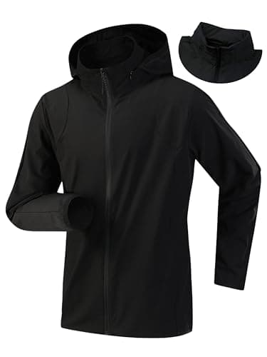 Hooded Windbreaker Jackets for Men, Lightweight Breathable Zip Up Hoodie with Pockets for Running, Gym, and Outdoor Sports. (US, Alpha, XX-Large, Regular, Regular, Black) - Image 1