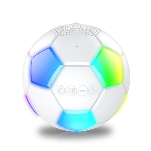 Portable Bluetooth speaker, 2026 soccer ball shaped speaker, supports Bluetooth 5.3, LED lights, XIP6 waterproof, TWS pairing, suitable for outdoor, home, travel, and gift giving scenarios. (White) - Image 1