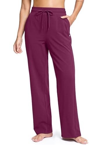 Soothfeel Womens Cotton Sweatpants Sweat Pants Lounge Open Bottom High Waisted Yoga Casual Pants for Women with Pockets, Rose, XS - Image 1