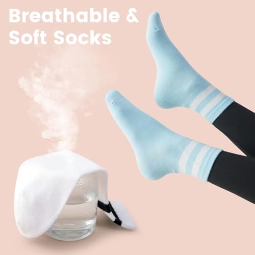 SISOSOCK Quarter Crew Cotton Socks for Women Striped Athletic Casual Breathable Socks 6-10 Pairs with Gifts Box - Thumbnail 4