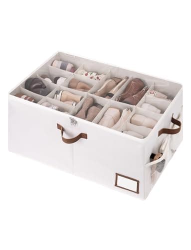 StorageWorks Shoe Organizer for Closet, Shoe Storage with Side Mesh Pocket, Shoe Cubby With Clear Cover, Storage Shoe Containers for Sneakers and Sandals, Fits up to 20 Pairs, Beige - Image 1