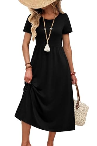 OFEEFAN Black Maxi Midi Long Dresses for Women 2026 Spring Summer Sundress Beach Vacation Flowy Clothes Cruise Outfits XL - Image 1