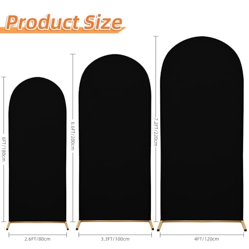 SUKAIKEQA 3-Piece Arch Cover Bundle – 7.2FT, 6.6FT & 6FT Stretch Spandex Backdrop Set – Wedding, Birthday & Photo Booth Arch Covers for Every Event - Thumbnail 2