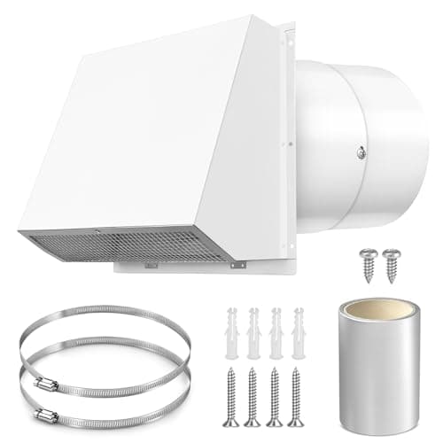 10 Inch Hood Wall Vent Exhaust Vent Dryer Vent Cover Outside Galvanized Steel for Kitchen Range Hood HVAC Dryer Duct,White - Image 1