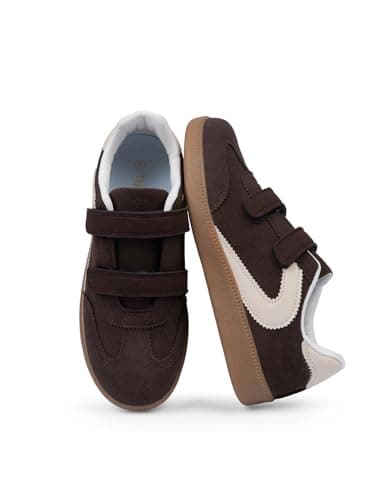 Tigeridea Fashion Sneakers Suede Chocolate Hook and Loop Walking Shoes Lightweight Closed Toe Comfort Retro Sneakers for Women Fashion Tennis Shoes Size 6 - Image 1