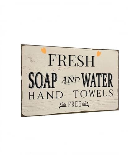 Carastora Vintage Bathroom Sign - Vintage Metal Wall Art for Bathroom or Laundry Room, Rustic Tin Decor for Farmhouse, Cafe, Bar, 12x8 Inch - Image 1