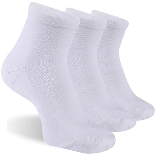 RTZAT Men's Women's 90% Merino Wool Ankle Athletic Business Casual Running Moisture Wicking Arch Support Thin Wool Socks, White, Large, 3 Pairs - Image 1