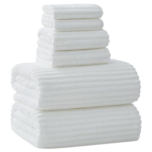 NALIVO Extra Large Bath Towel Set of 6 (40"x80"),Oversized Bath Sheet Super Soft Highly Absorbent Microfibers Quick Dry Luxury Shower Towel for Bathroom Spa Gym Hotel Yoga(White, 6Piece) - Image 1