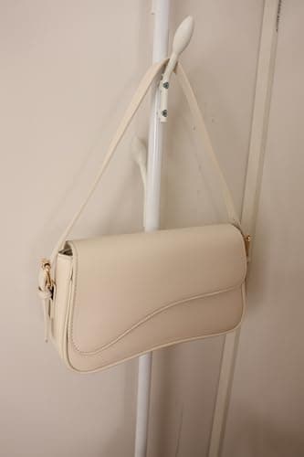 Barabum Shoulder Bag for Women,Y2K Trendy Purse Vegan Leather Hobo Handbags,Clutch Saddle Bag with 2 Removable Straps (White) - Thumbnail 4