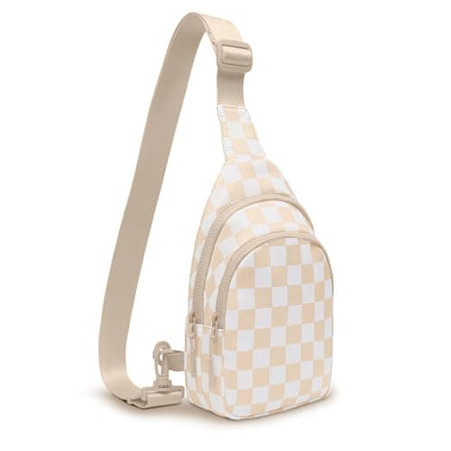 WOOMADA Checkered Women's Sling Bag - Stylish Small Backpack Crossbody Chest Bag & Fanny Pack Purse - Image 1