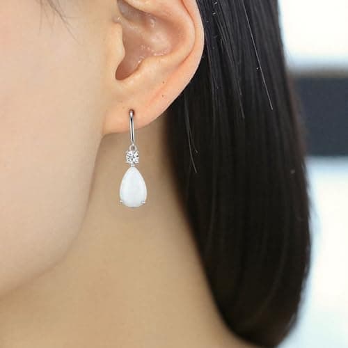 Teardrop Dangle Drop Earrings -925 Sterling Silver Birthstone Earring Jewelry Birthday Gifts for Women,Girlfriend,Wife,Mom - Graduation, Friendship,Birthday, Anniversary (10 - Opal) - Thumbnail 5