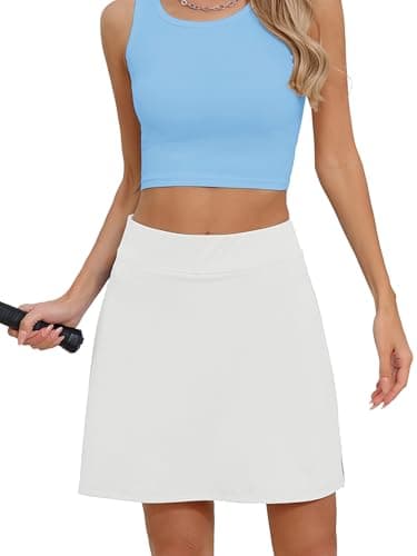 Heymoments Women Active Athletic Skirts White Small Lightweight Comfy Summer Workout Golf Tennis Running Hiking Cycling Skater Bike A Line Underneath Mini Skort Sport Dress - Image 1