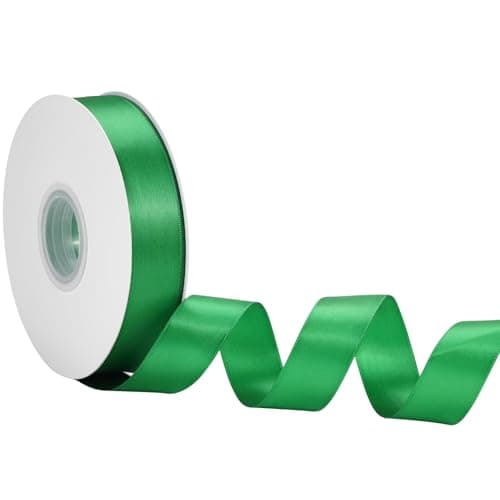 Green Satin Ribbon 1 Inch x 50 Yards – Holiday Double Faced Ribbon for Gift Wrapping, Christmas Decor & Tree Ornaments - Image 1