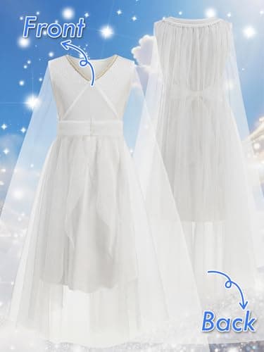 EARJIA Greek Toga Costume for Kids White Roman Princess Dress for Girls Halloween Birthday Carnival Outfit - Thumbnail 4