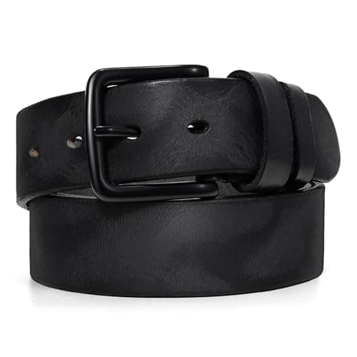 OZNDAS Men's Leather Belt Full Grain Leather Belts for Men Handmade Real Solid Top-Grain Leather Heavy-Duty Work Belt Gifts Grey Leather Belt for Wasit 40"-43" - Image 1