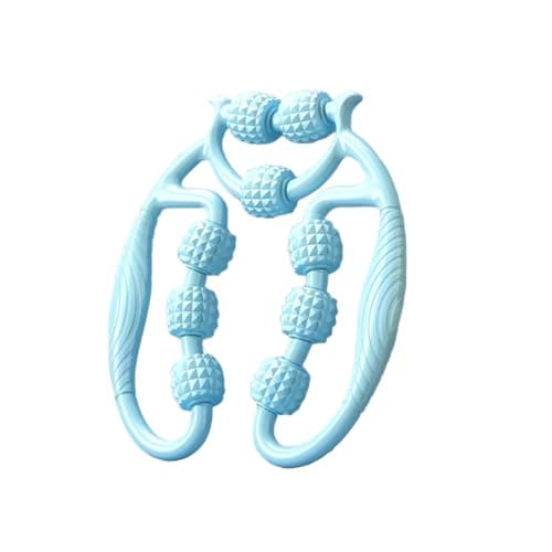 Arisenca 9 Wheel Circular Leg Massage Roller, Adjustable Ring Clamp Massager for Calf, Thigh, Arm and Neck, 3D Floating Point Muscle Roller Tool, Elastic Anti-Breakage Design, Blue