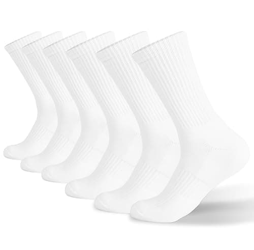 Ycets Men's Crew Socks, Thick Cushion Moisture Wicking Warm Cotton Running Hiking Athletic Stretch Breathable Long Socks for Men,6 Pairs