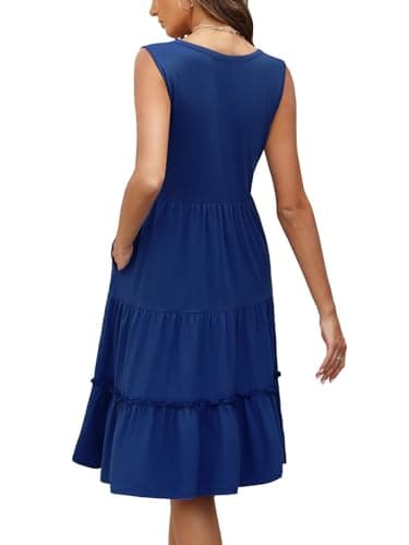 Summer Dresses for Women 2026 Wedding Guest Formal Prom Cocktail Mother of Bride Boho Maxi Midi Maternity Sun Dress Sundresses Elegant Classy Casual Beach Vacation Clothes Travel Cruise Outfits Blue L - Thumbnail 4