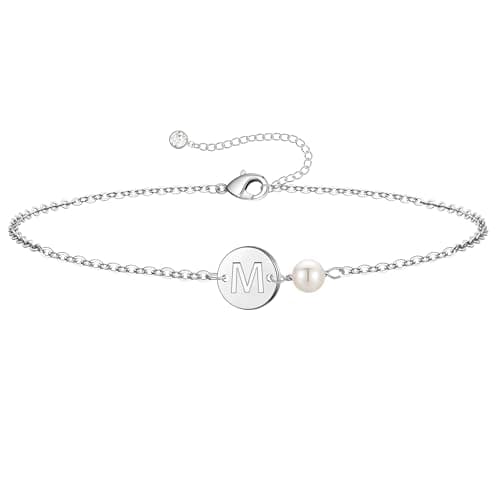 Turandoss Bracelets for Women Trendy - Dainty Silver Initial M Letter Bracelets for Women Silver Jewelry Gifts - Image 1