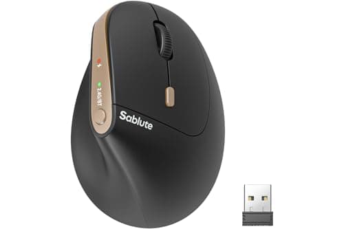 SABLUTE MAM3 Ergonomic Mouse, Bluetooth Mouse for Small/Medium Hands,Dual-Device Connectivity for Computer/Laptop, Rechargeable Wireless Vertical Mouse with 4 Adjustable DPI for Window,Mac OS,Black