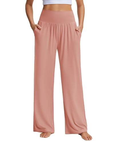 Stelle Wide Leg Lounge Pants for Women Casual Loose Yoga Sweatpants Comfy High Waisted Flowy Pants 26/28/30 Inseam Pink - Image 1