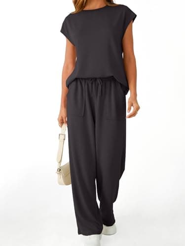 AUTOMET Womens 2 Two Piece Lounge Sets 2026 Summer Spring Travel Casual Outfits Vacation Clothes Pant Top Matching Clothing Trendy Airport Resort Wear Beach Sweatsuit Sweat Suit Loungewear - Thumbnail 4