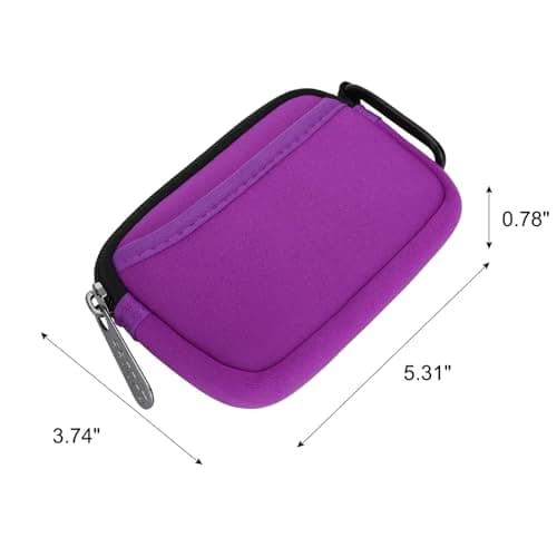 E-Tree Mini Neoprene Pouch Case for Phone Charger Airpods Cables Earphones MagSafe Power Adapter Keys Keychain Small Accessories Storage Organizer Tech Bag, Coin Purse Wallet, Zipper Pocket (Purple) - Thumbnail 4