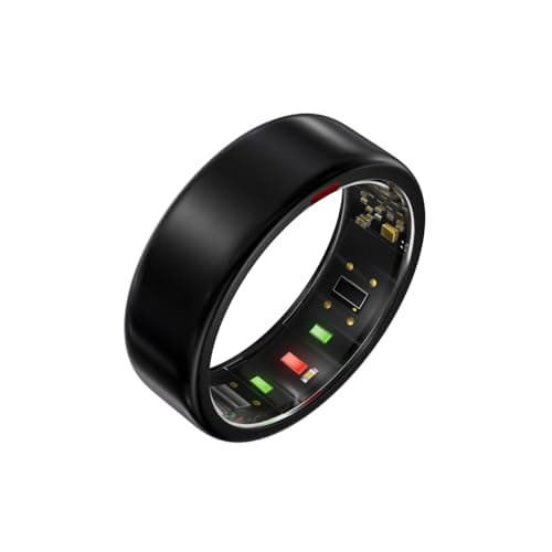 POBOVi Ring OnePlus - Ultra-Thin Titanium Smart Ring - 7 Days Battery Life - Fitness/SPO₂/Stress/HR/Sleep Skin Temperature Tracker - No App Fee - iOS&Android Compatible (Black,Size 9) - Image 1