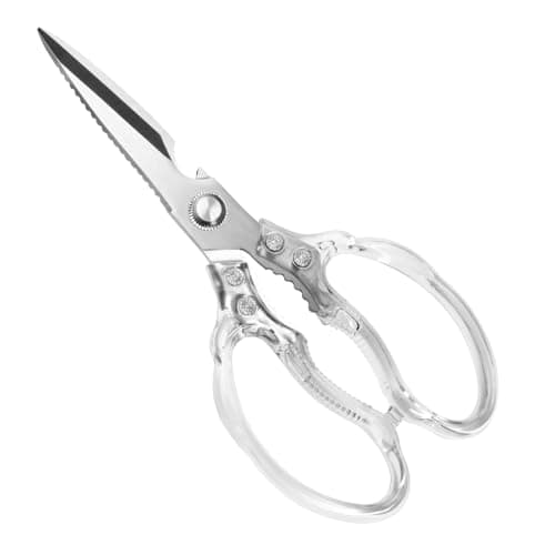 CGBE Kitchen Scissors, Multi-Purpose Kitchen Shears, Heavy Duty Food Scissors for Chicken, Poultry, Fish, Meat & Herbs with Non-Slip Grips (Transparent) - Image 1
