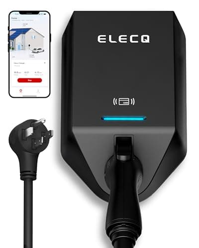 ELECQ Smart Level 2 EV Charger, Active Load Management, Solar EV Charging Mode, Wi-Fi Enabled, OCPP Compatible & Future-Proof, 40A NEMA 14-50 Plug-in EV Charger for Home with J1772 Connector