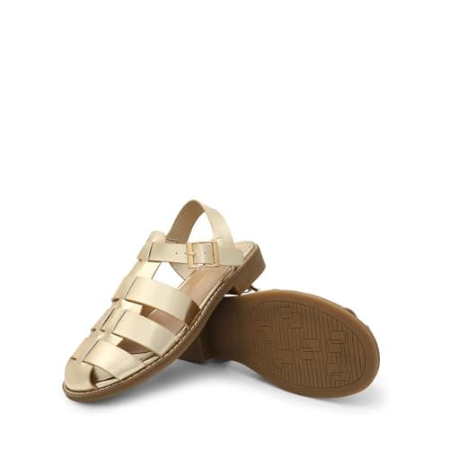 DREAM PAIRS Womens Fisherman Gladiator Braided Flat Sandal Cute Woven Strappy Closed Toe Shoes for Summer,Size 6,Gold-Metallic,SDFS2317W - Thumbnail 3