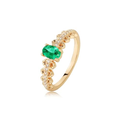 Valloey Rover Remerald Rings for women 14K Gold Plated Dainty Fake Emerald Cut Rings for Women Cubic Zirconia Fake Engagement Rings Cute Green Ring for Women Gold Jewelry Trendy Size 6 - Image 1