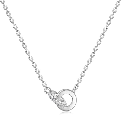 EAMTI 925 Sterling Silver Necklace for Women Interlocking Cubic Zirconia Circle Pendant Solidarity Simple Dainty Jewelry Gifts for Women Birthday/Anniversary Day/Valentine’s Day - Image 1