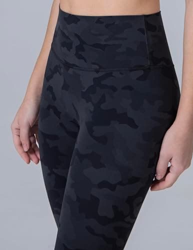 Colorfulkoala Dreamlux No Front Seam Leggings for Women 25" Inseam, High Waisted Buttery Soft 7/8 Yoga Pants (S, Grey Camouflage) - Thumbnail 4