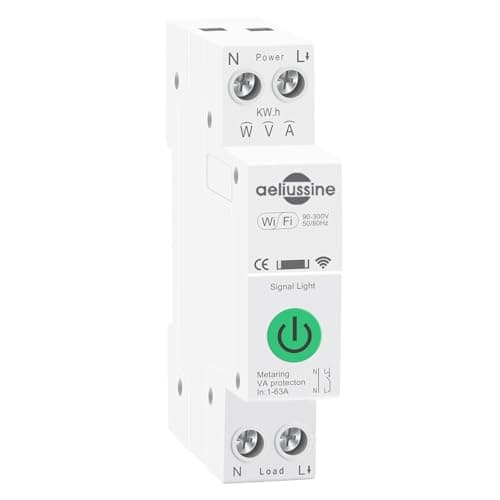 WiFi Smart Switch, 1-63A Adjustable WiFi Circuit Breaker, Smart Life/Tuya APP Remote Control Monitor Voltage Power Energy Usage, Compatible with Alexa Google Home, DIN Rail Mountable - Image 1