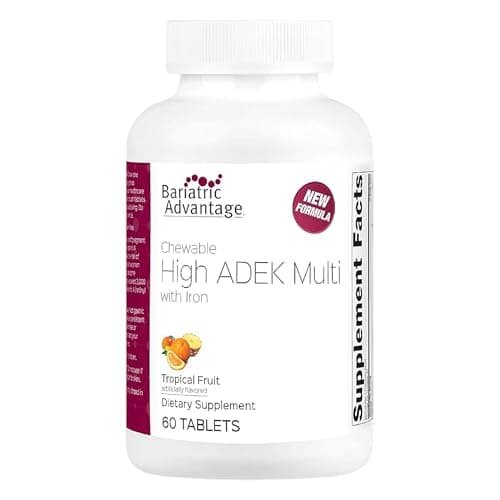 Bariatric Advantage Chewable High ADEK with Iron - for Bariatric Patients - High Potency Vitamin A, D, E & K - Includes B-Vitamins - Chewable Multivitamins - Tropical Fruit - 60 Count - Image 1
