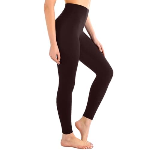Leafigure High Waisted Leggings for Women- Soft No See-Through Yoga Pants for Gym Workout Running Coffee Brown SM - Image 1