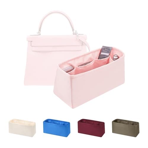 KINGS IN BAG Women's Purse Organizer Insert - Satin & Lightweight Fabric with Inside Pockets, Portable for Commute, Travel, Shopping, and Evening, Multicolor Options, Fits for Kelly 40(Pink, KL40) - Image 1
