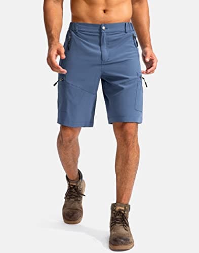 Pudolla Men's Hiking Cargo Shorts 9" Lightweight Outdoor Work Shorts for Men Travel Golf Camping Casual with 5 Zipper Pockets(Dark Navy Medium) - Thumbnail 2