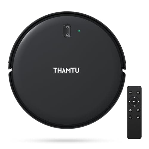 Thamtu Robot Vacuum Cleaner, Super Thin, Powerful Suction Vacuum Robot, Self-Charging Robotic Vacuum Cleaner, Cleans Hard Floors to Low-Pile Carpets, Black - Image 1